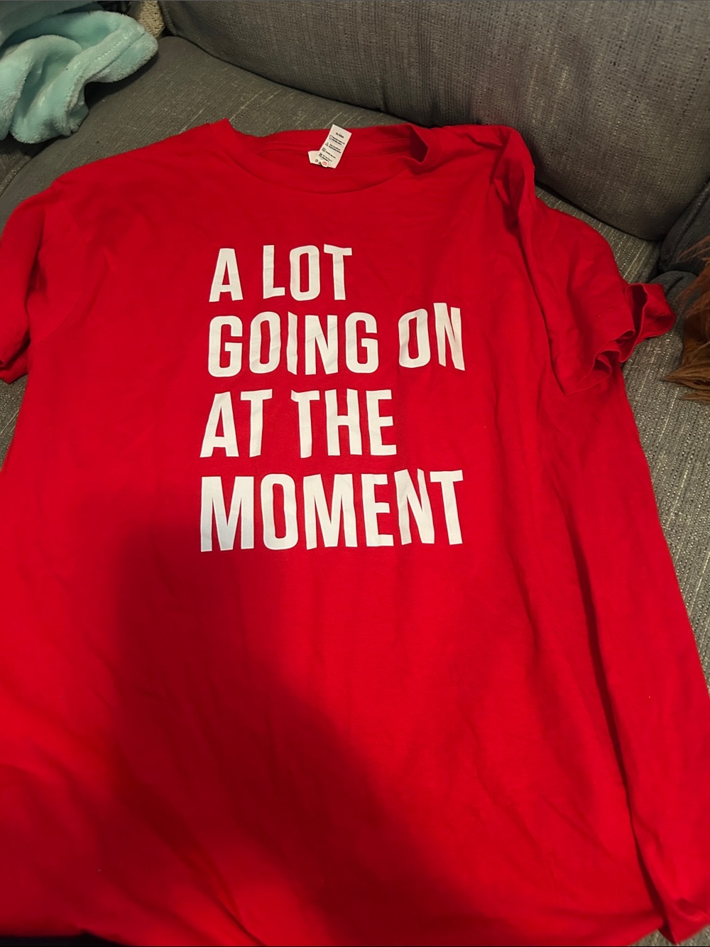 Red Graphic Tee "A Lot Going On At The Moment" - Unbranded